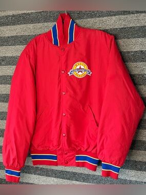 Vintage 80’s Macy’s Thanksgiving Day Parade Performance Team Red Bomber Jacket